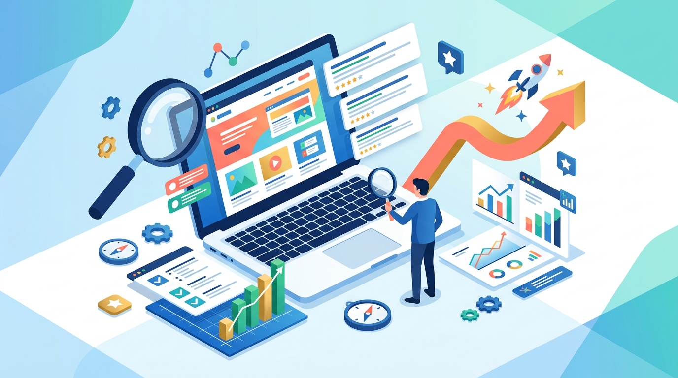 Illustration audit SEO d’un site web : analyse, visibilité et croissance organique